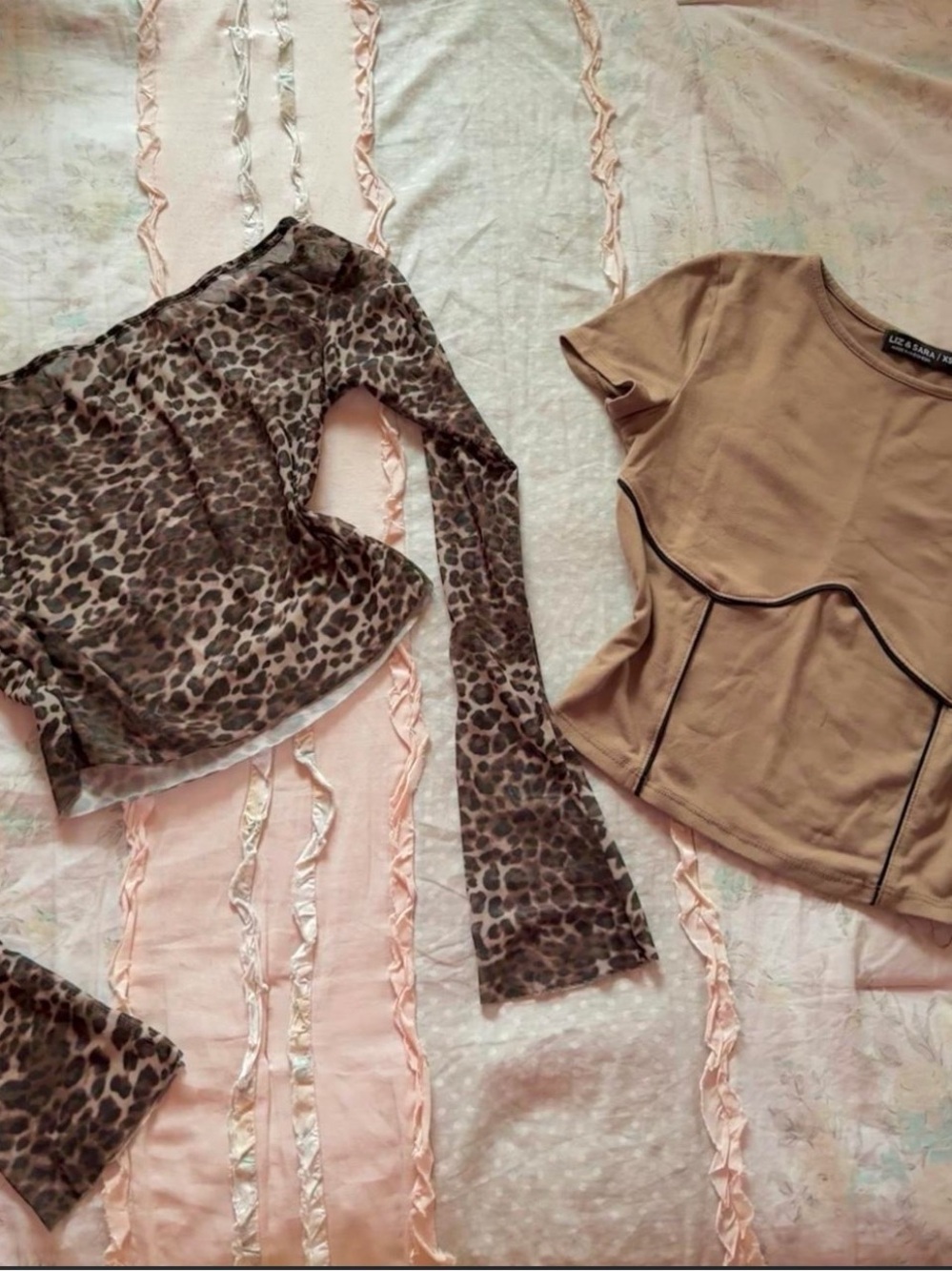 XS leopard print + brown crop bundle